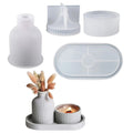 4pcs Silicone Resin Molds Oval Vase Jar Cement Casting DIY Craft Mold Set