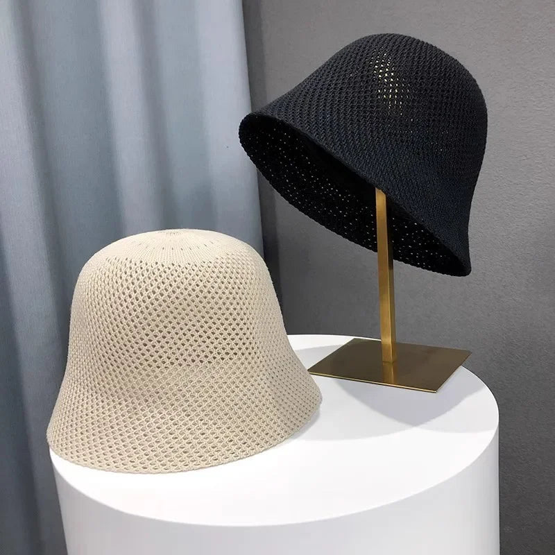 Women Hollow Bucket Hat Breathable Summer Beach Fisherman Cap