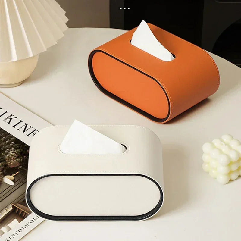 Leather Tissue Box Creative Desktop Napkin Storage for Living Room Bedroom
