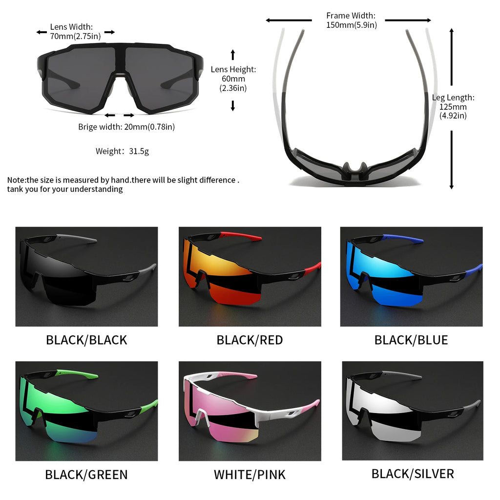 Oversized Sport Sunglasses UV400 – Wraparound Cycling Running Outdoor Glasses