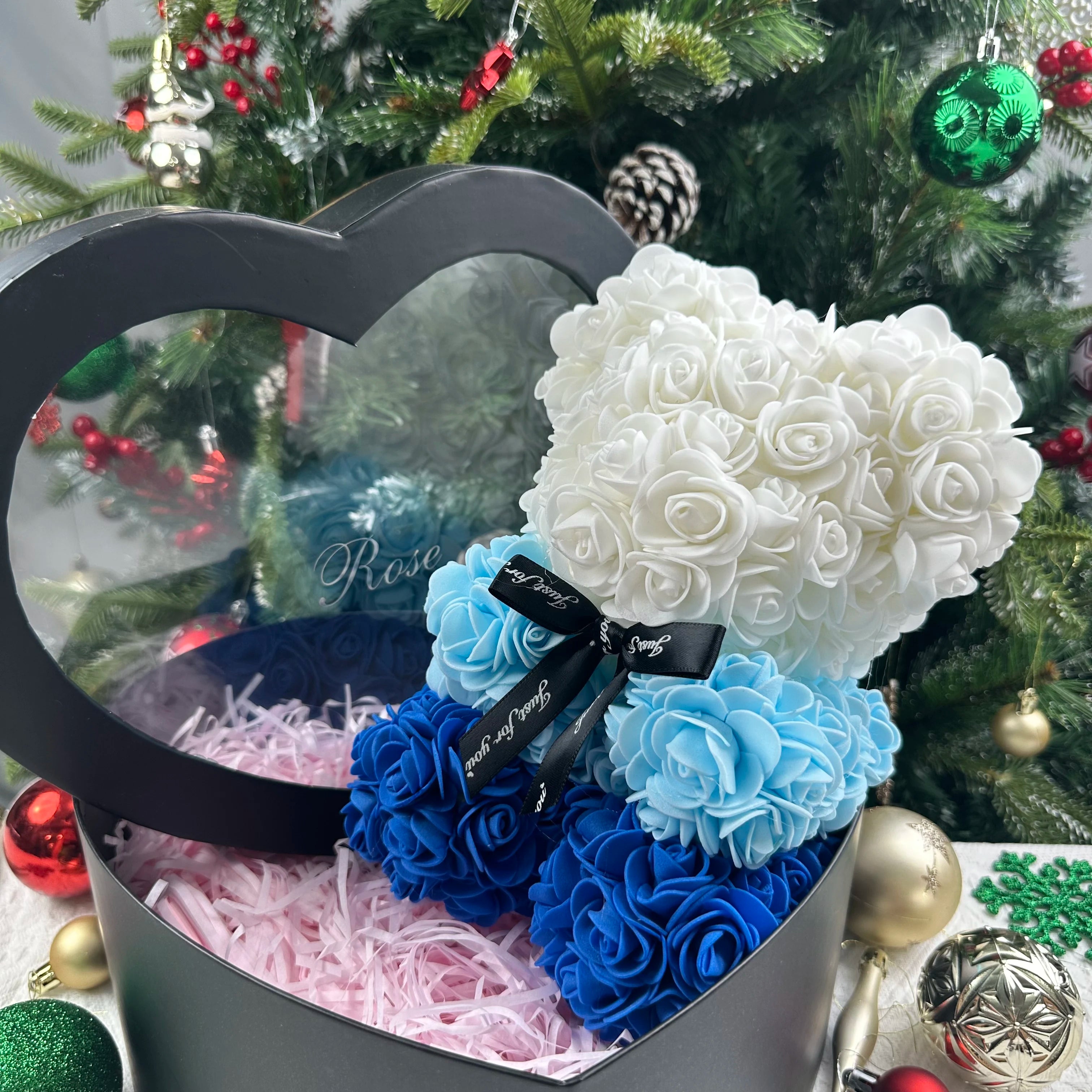 Rose Flower Teddy Bear Gift with Box for Women