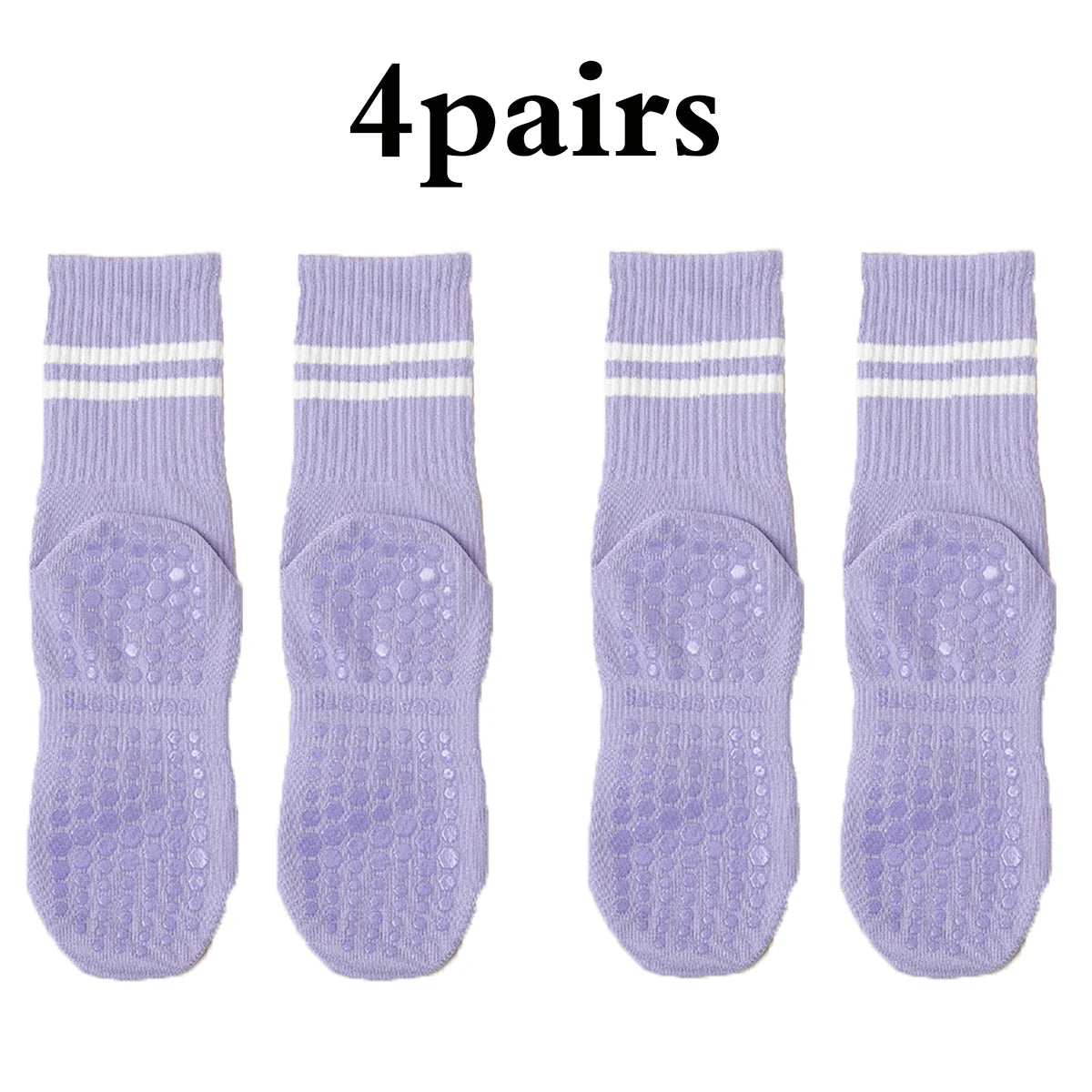 Women Pilates Yoga Grip Socks Non Slip Barre Socks 4 Pairs Set