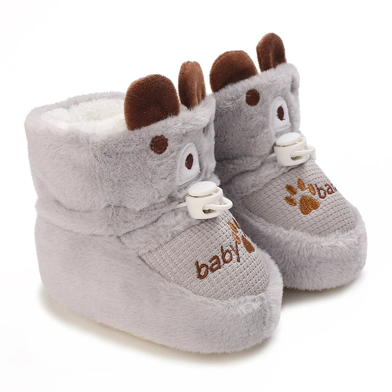 Baby Boys Girls Cute Cartoon Winter Booties Warm Non Slip First Walker Shoes