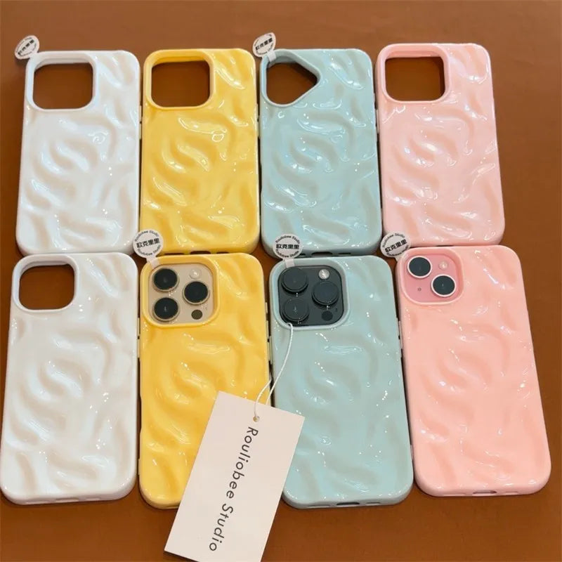3D Wrinkle Wave Pattern Silicone iPhone Case