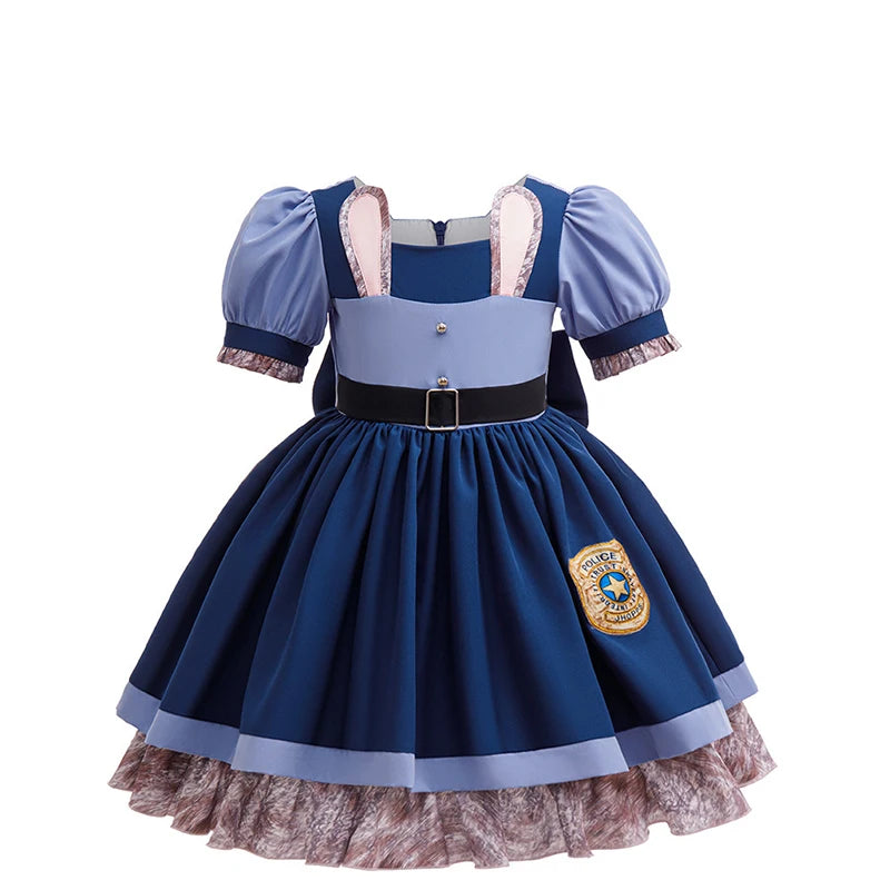Girls Judy Bunny Police Officer Zootopia Cosplay Costume Dress with Accessories