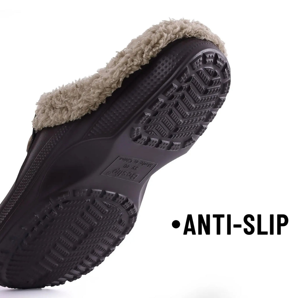 Fleece Lined Clogs Waterproof Winter Slippers Unisex EVA Anti-Slip Cozy Indoor Outdoor Shoes