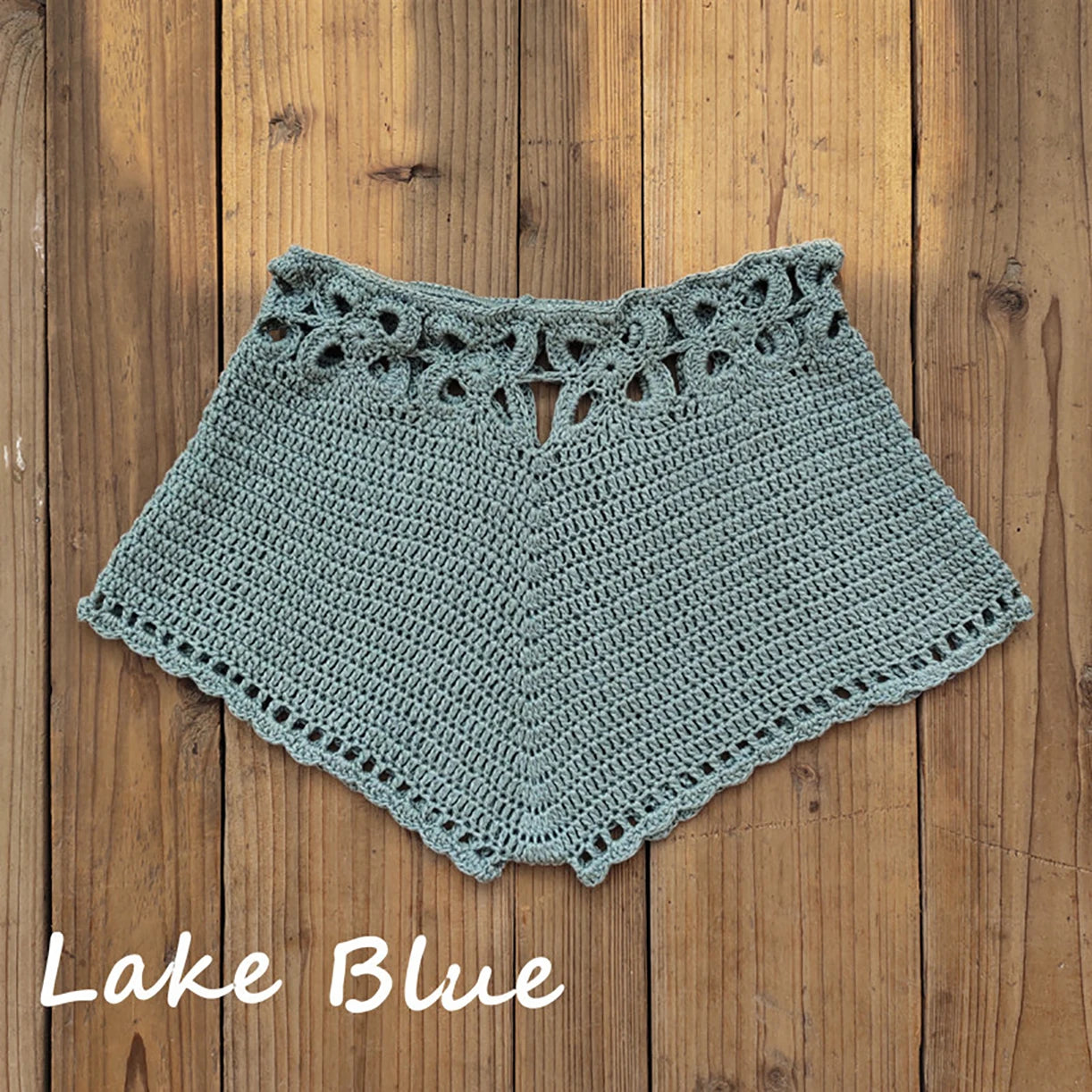Women Crochet Swim Shorts Cutout Beach Drawstring Board Shorts Bikini Bottoms