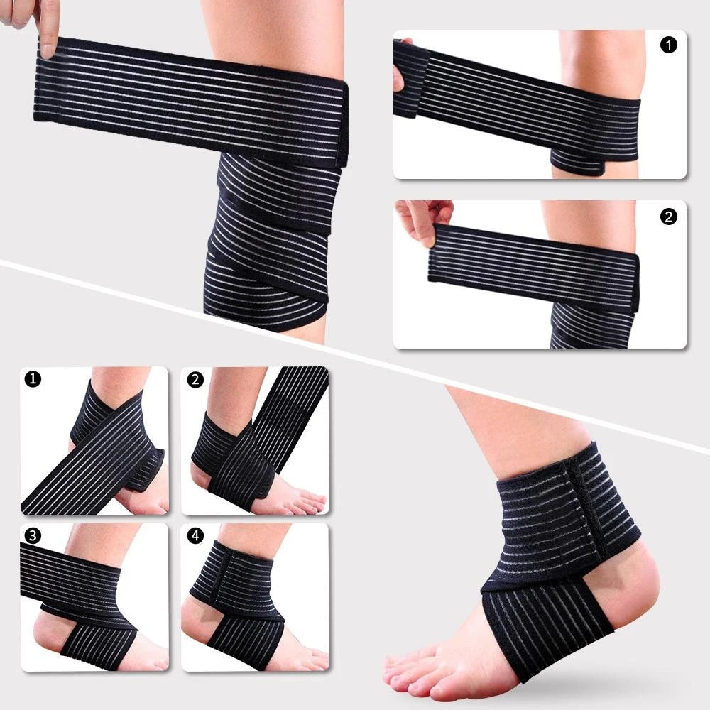 Knee Elbow Support Wrap Bandage Strap Wrist Ankle Pain Relief Sports Gym Cuff