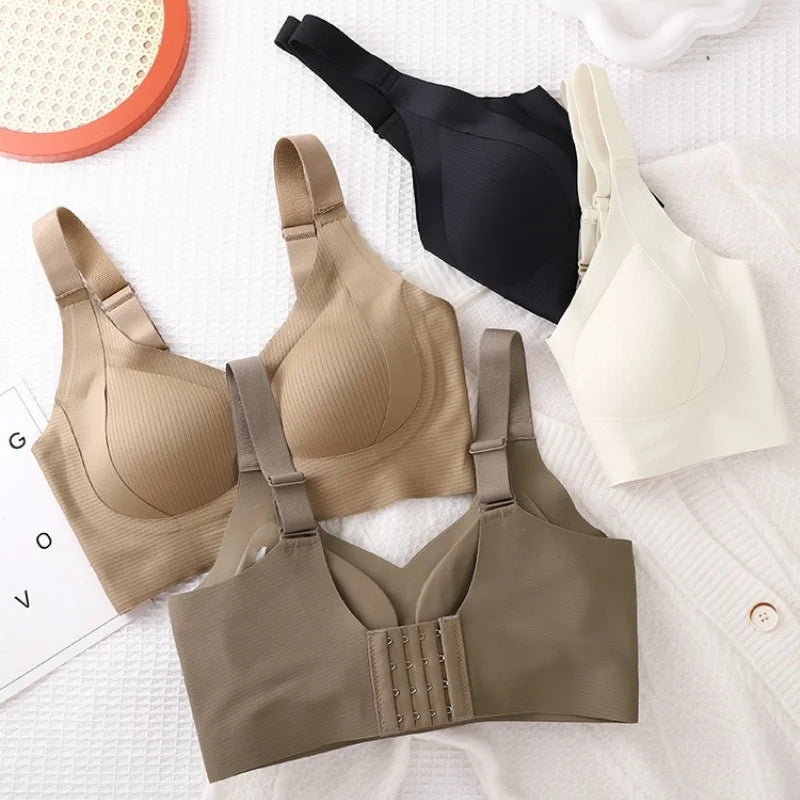 Women’s Wire Free Push Up Bra Seamless Padded V Neck Plus Size M to 4XL