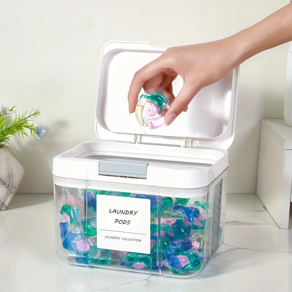 Laundry Pod Container with Lid Sealed Pop Up Large Capacity Organizer Box
