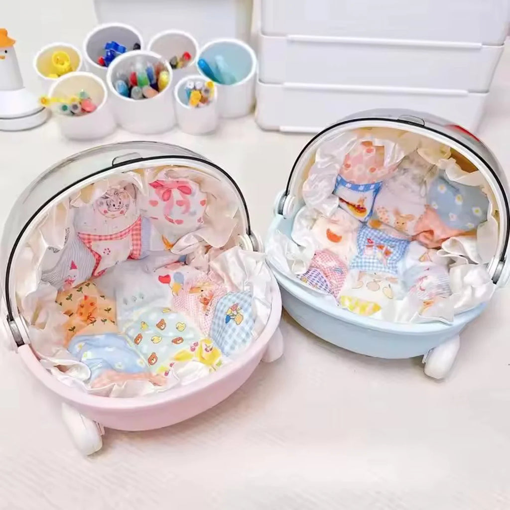 Doll Stroller Storage Box Labubu Sleep Cradle Cart Doll Bed Furniture Accessory