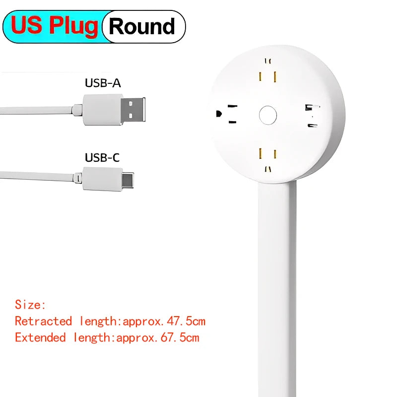 Rotating Power Outlet Extender Adjustable Wall Plug Socket for Nightstand
