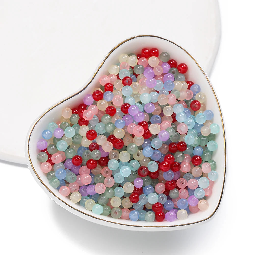 DIY Jewelry Beads Kit – Colorful Glass Round Beads for Bracelet & Necklace Making