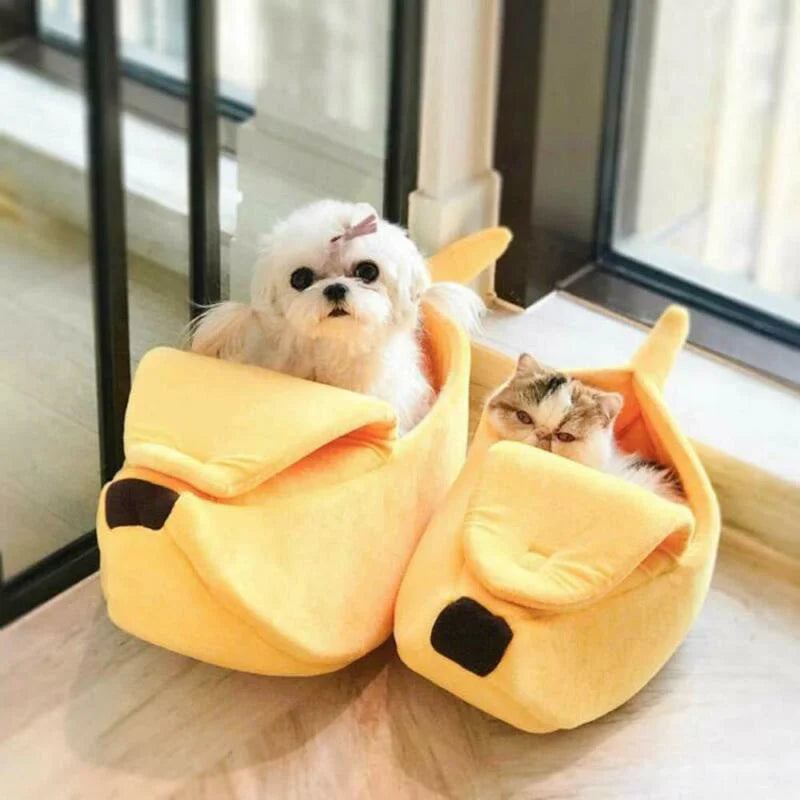 Banana Cat Bed Cozy Warm Pet House Soft Cushion for Cats and Small Dogs