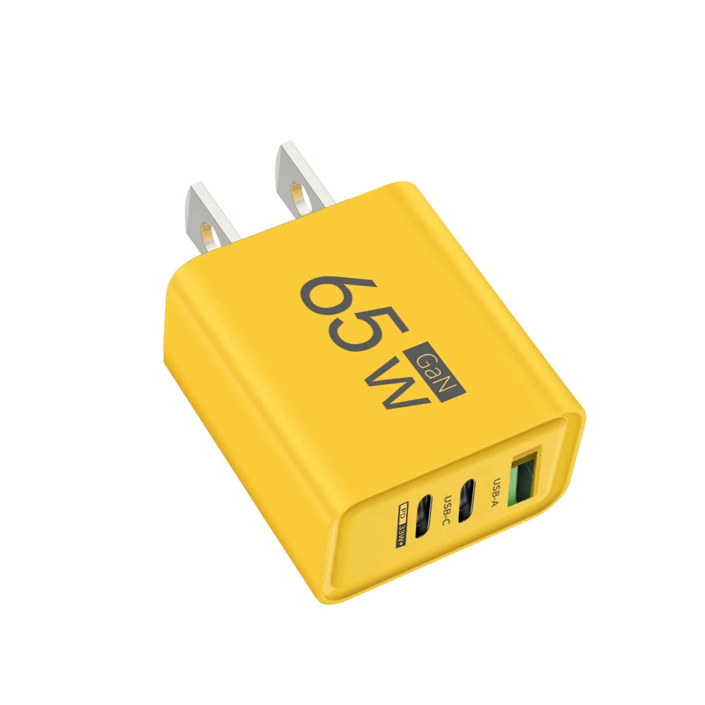 65W 3 Ports GaN USB PD Fast Charging Type C Adapter Quick Charger
