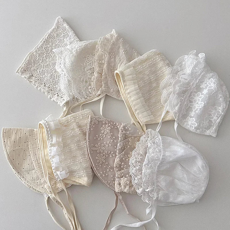 Baby Girl Lace Bonnet Newborn Baptism Hat 0-6 Months
