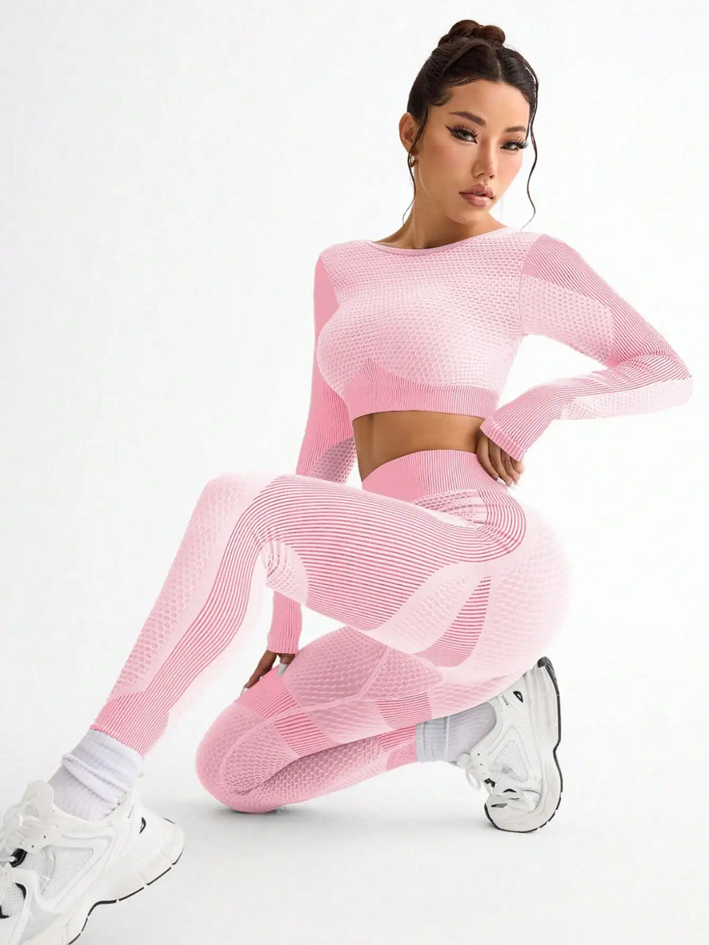 2pcs Women Seamless Yoga Set Sports Running Fitness Outfit Breathable Activewear