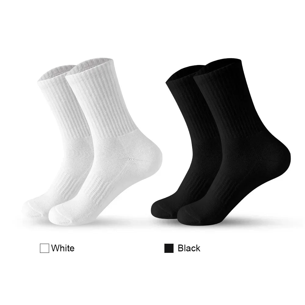 Men Cotton White Sports Socks Breathable Long Tube Socks Multi Pairs Big Size