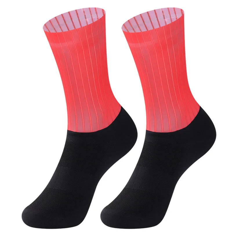 Aero Silicone Anti Slip Cycling Socks Men Breathable Running Bike Socks