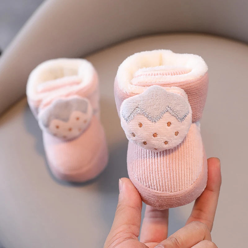 Baby Boys Girls Cute Cartoon Winter Booties Warm Non Slip First Walker Shoes
