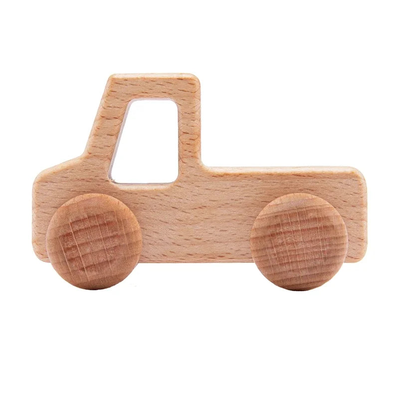 Wooden Dinosaur Baby Car Teether Montessori Toy