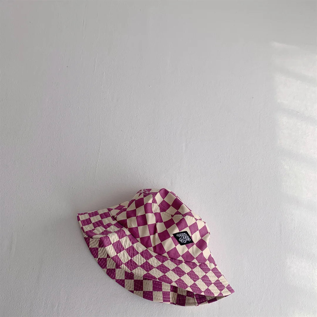 Kids Checkerboard Bucket Hat Cute Plaid Sun Hat for Boys & Girls