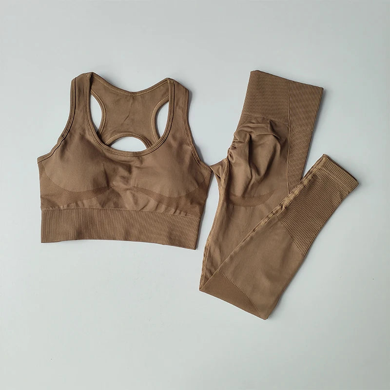 Women Sports Bra Set Fitness Tank Top Leggings Yoga Workout Set Shockproof