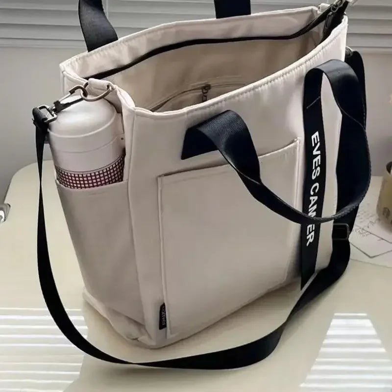 Waterproof Canvas Large Capacity Tote Shoulder Bag Casual Messenger School Bag