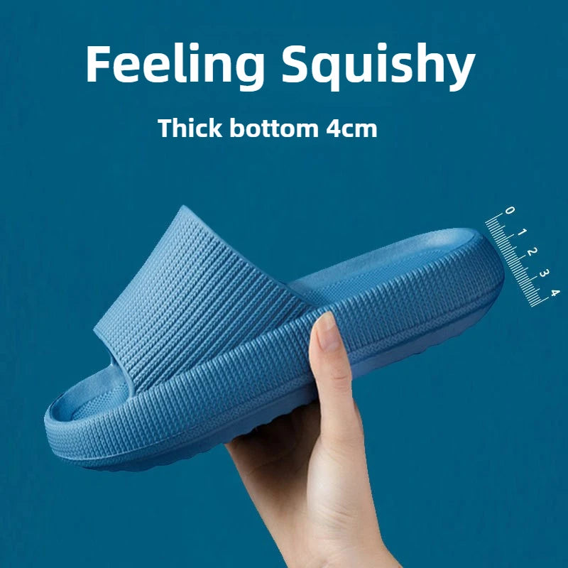 Cloud Cushion EVA Slippers Thick Sole 4cm Soft Anti Slip Bathroom Slides Comfortable Home Sandals for Men Women
