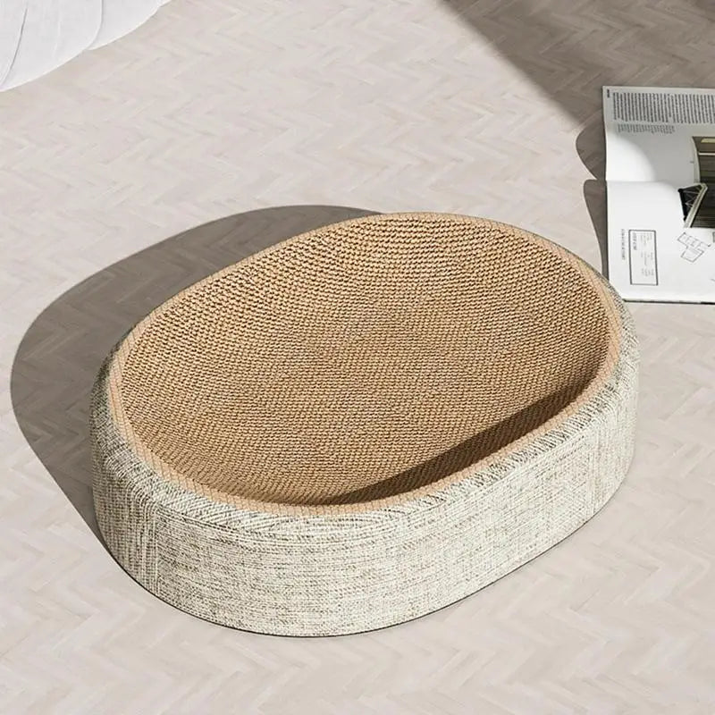 Oval Sisal Cat Scratching Pad Bed Multi Function Pet Sleeping Mat Rest Scratch Mat