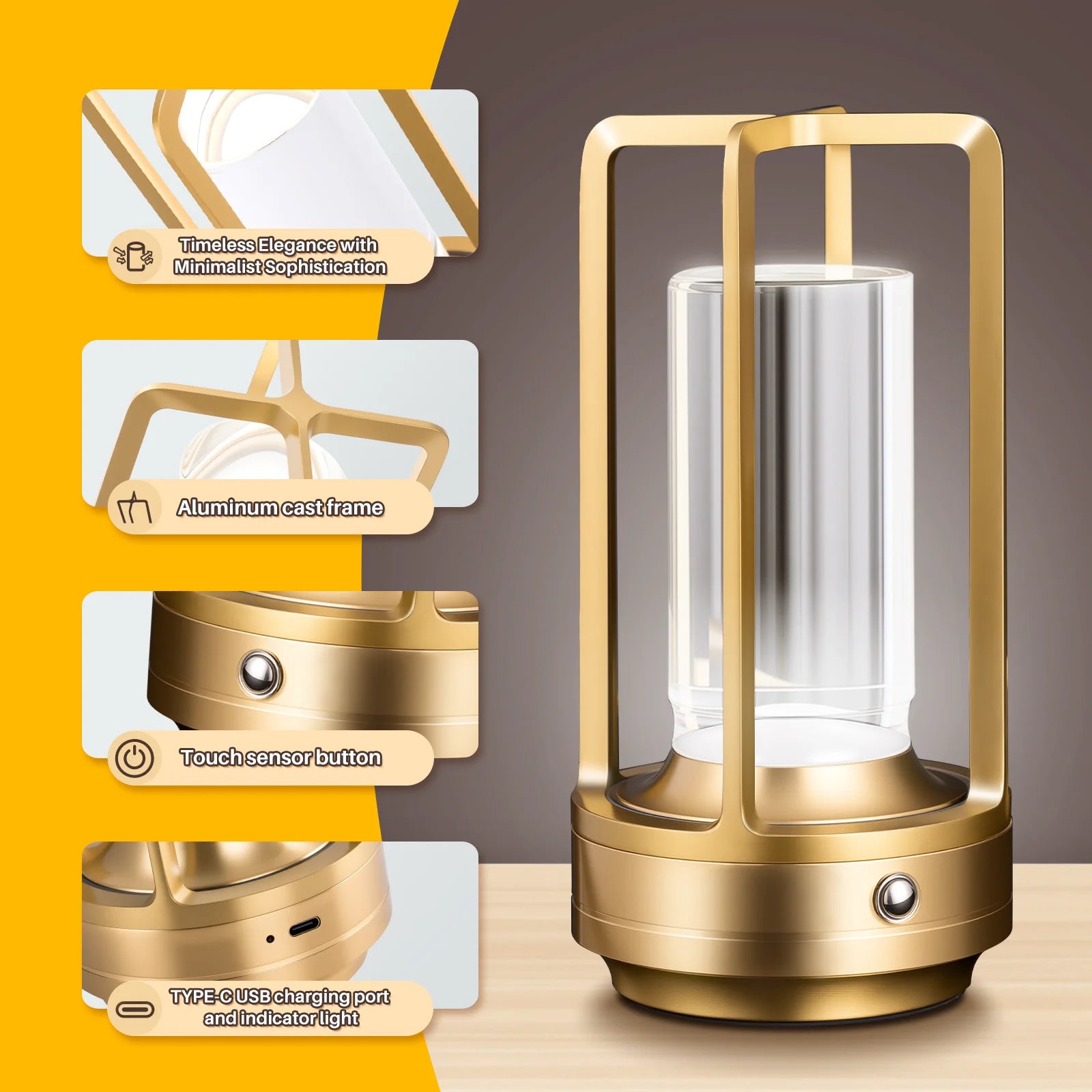 Cordless LED Table Lamp Rechargeable Outdoor Camping Night Light