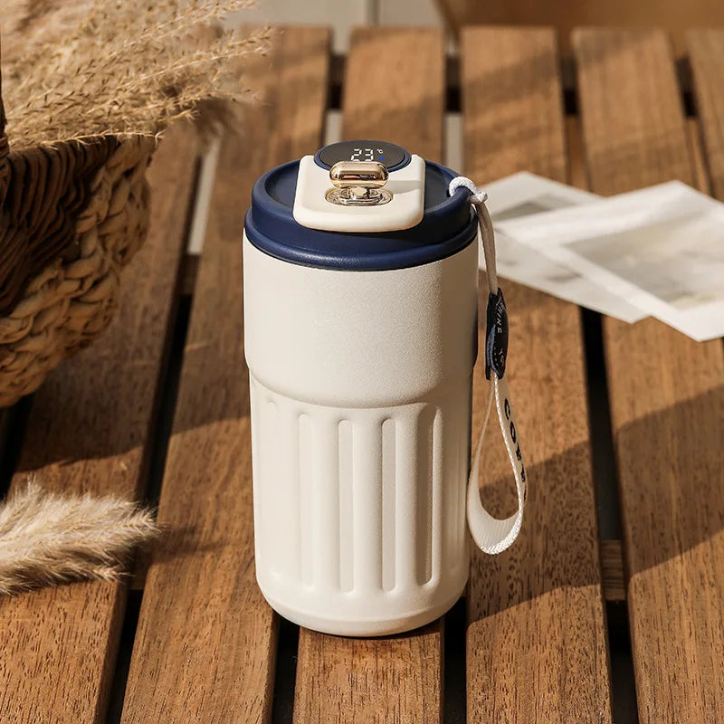 Smart Temperature Display Water Bottle 450ml – Stainless Steel Insulated Coffee Cup with LED Touch Screen
