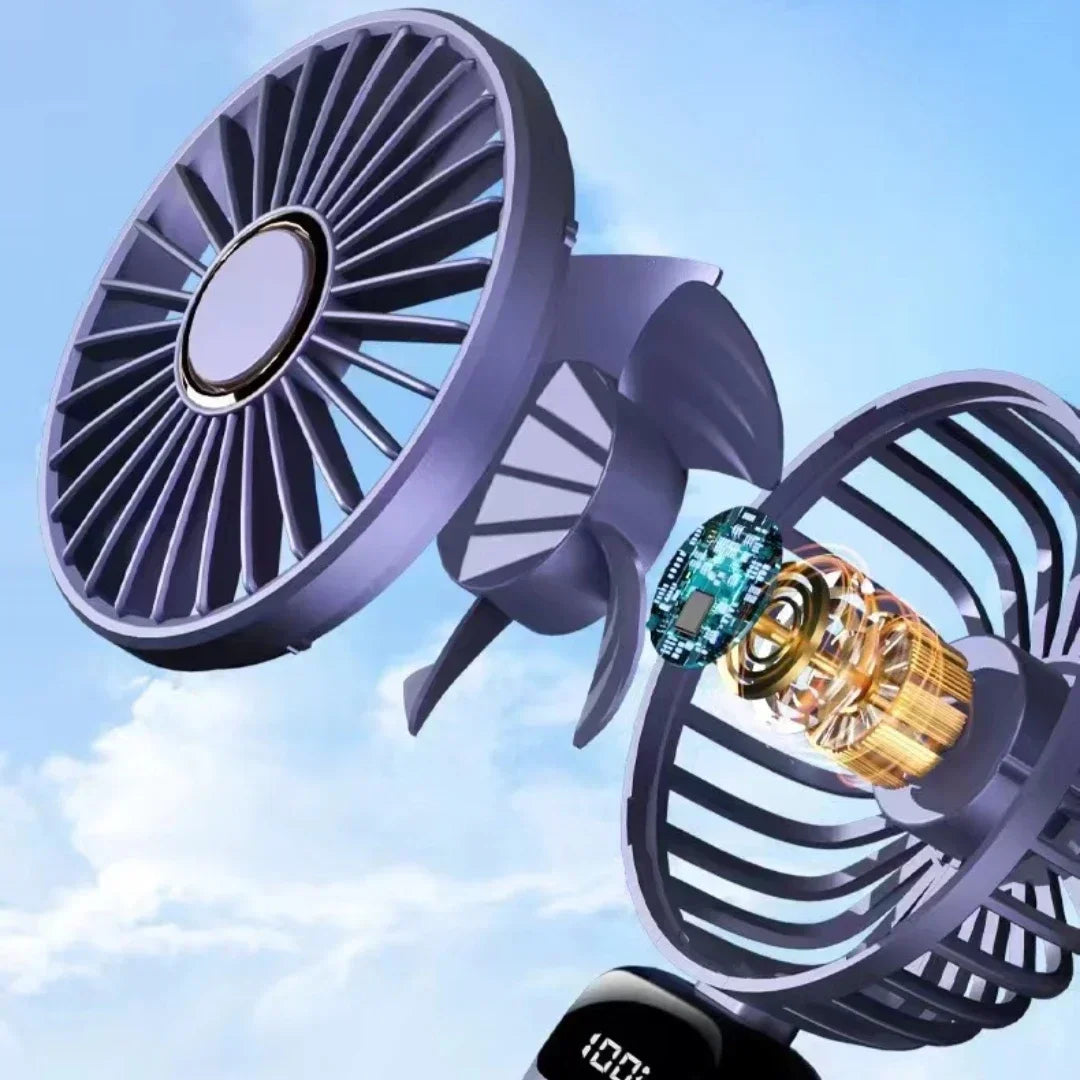 Portable Handheld Fan – Rechargeable Mini Fan with LED Display and 5 Speed Settings
