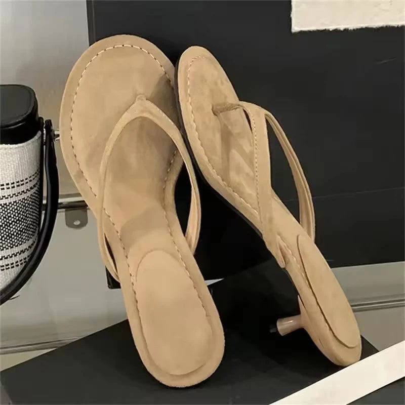Women Clip Toe Low Heel Slippers Beach Casual Flip Flop Sandals