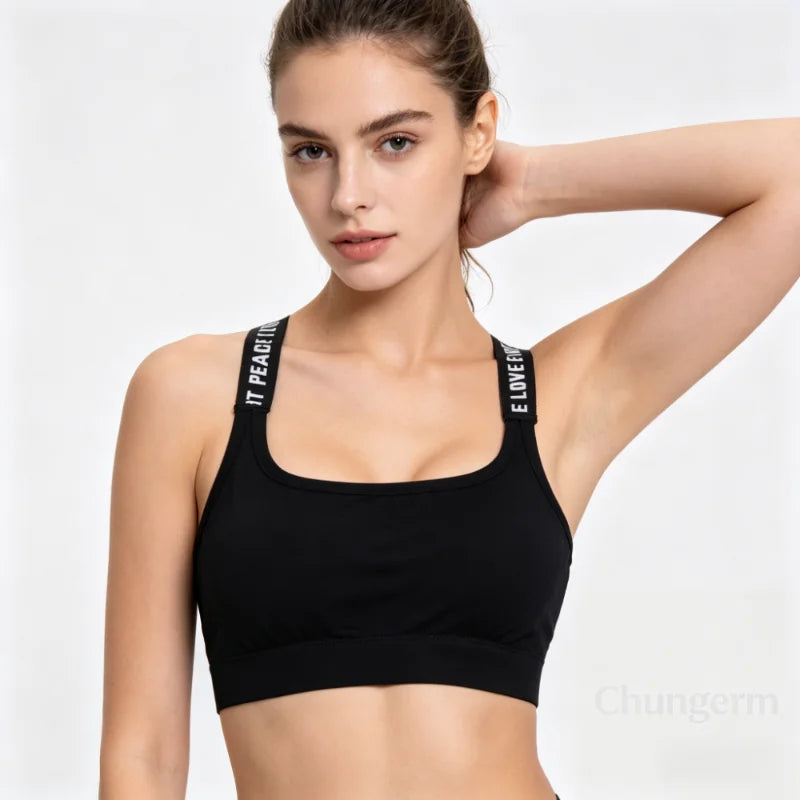 Women Seamless Sports Bra Wide Strap Yoga Fitness Crop Top