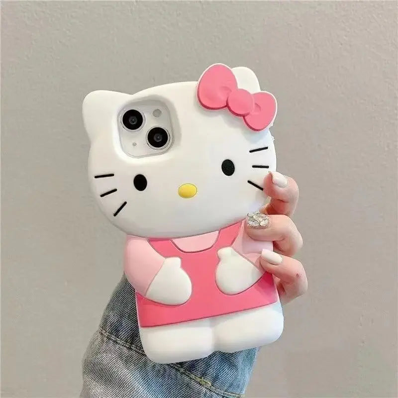 Bowknot Kitty Cat 3D Silicone Soft iPhone Case