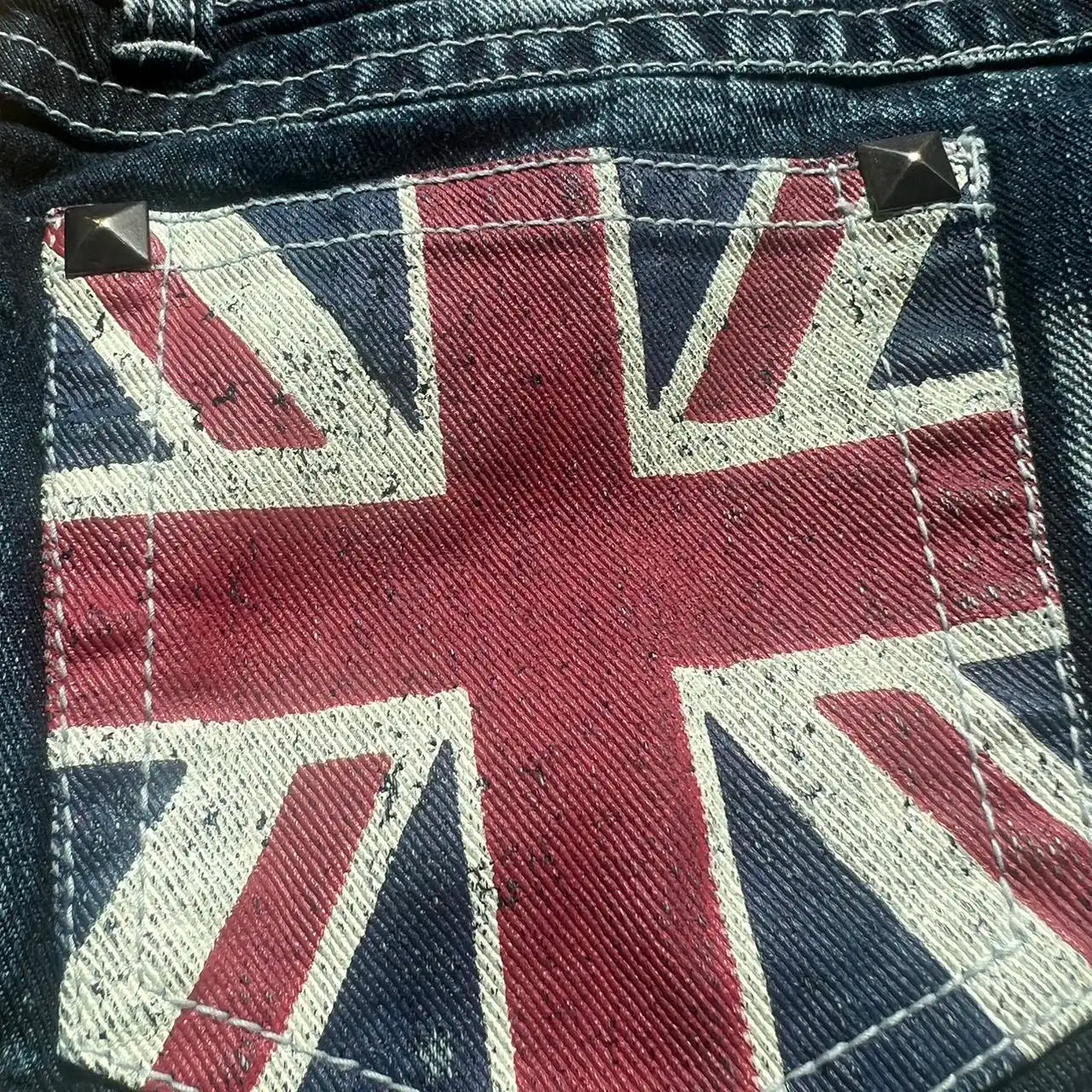 Women Y2K Flag Print Low Rise Denim Mini Shorts Slim Fit Harajuku Gothic Style