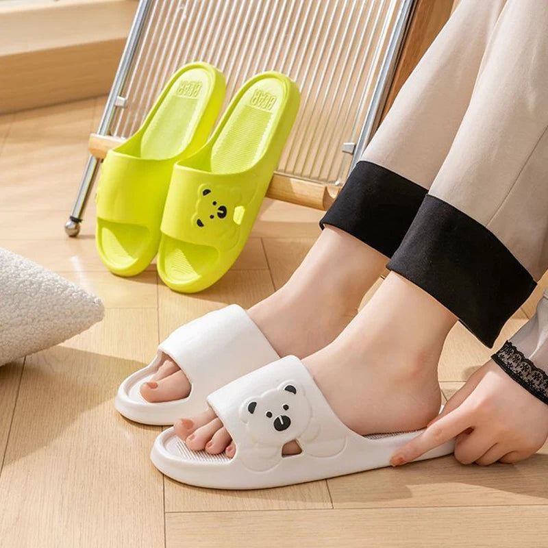 Women Cartoon Bear EVA Slippers Soft Non Slip Indoor Slides