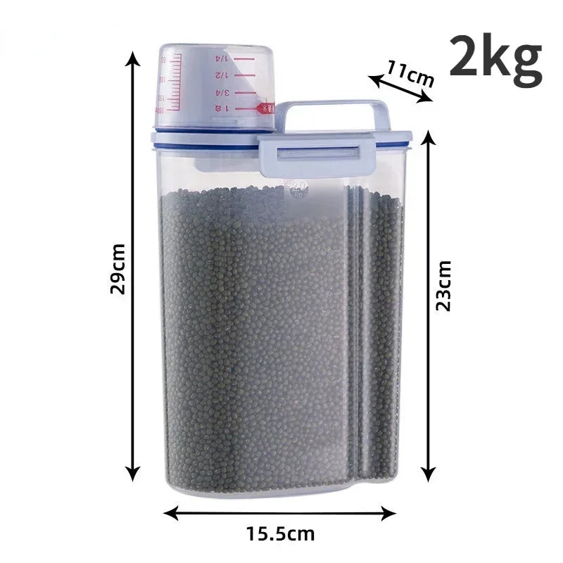 Pet Food Storage Container with Measuring Cup – Airtight Bin for Dog and Cat Food