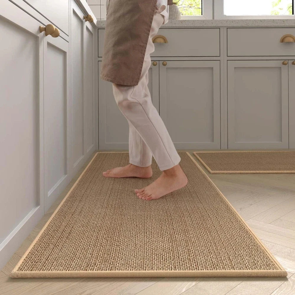 Washable Non Slip Kitchen Runner Faux Sisal Rug Rubber Back Mat