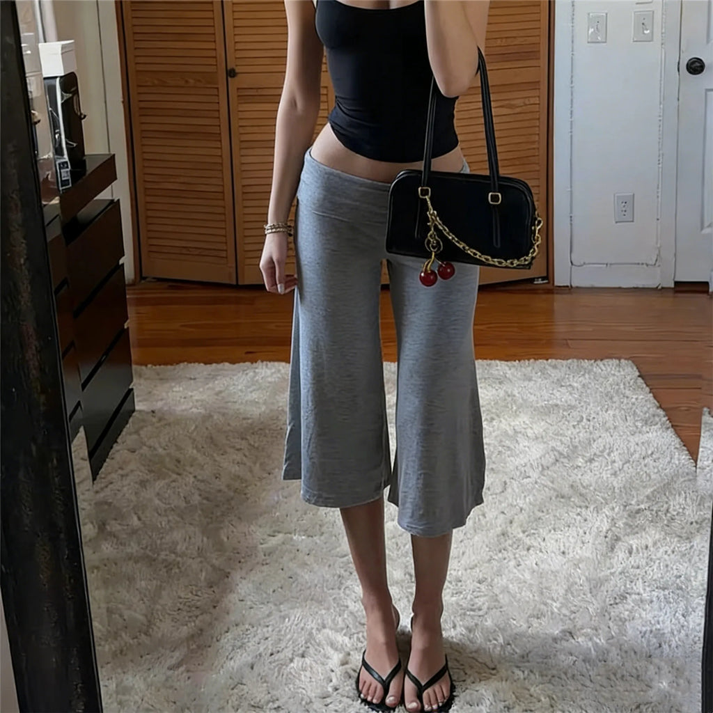 Women Fold Over Wide Leg Pants