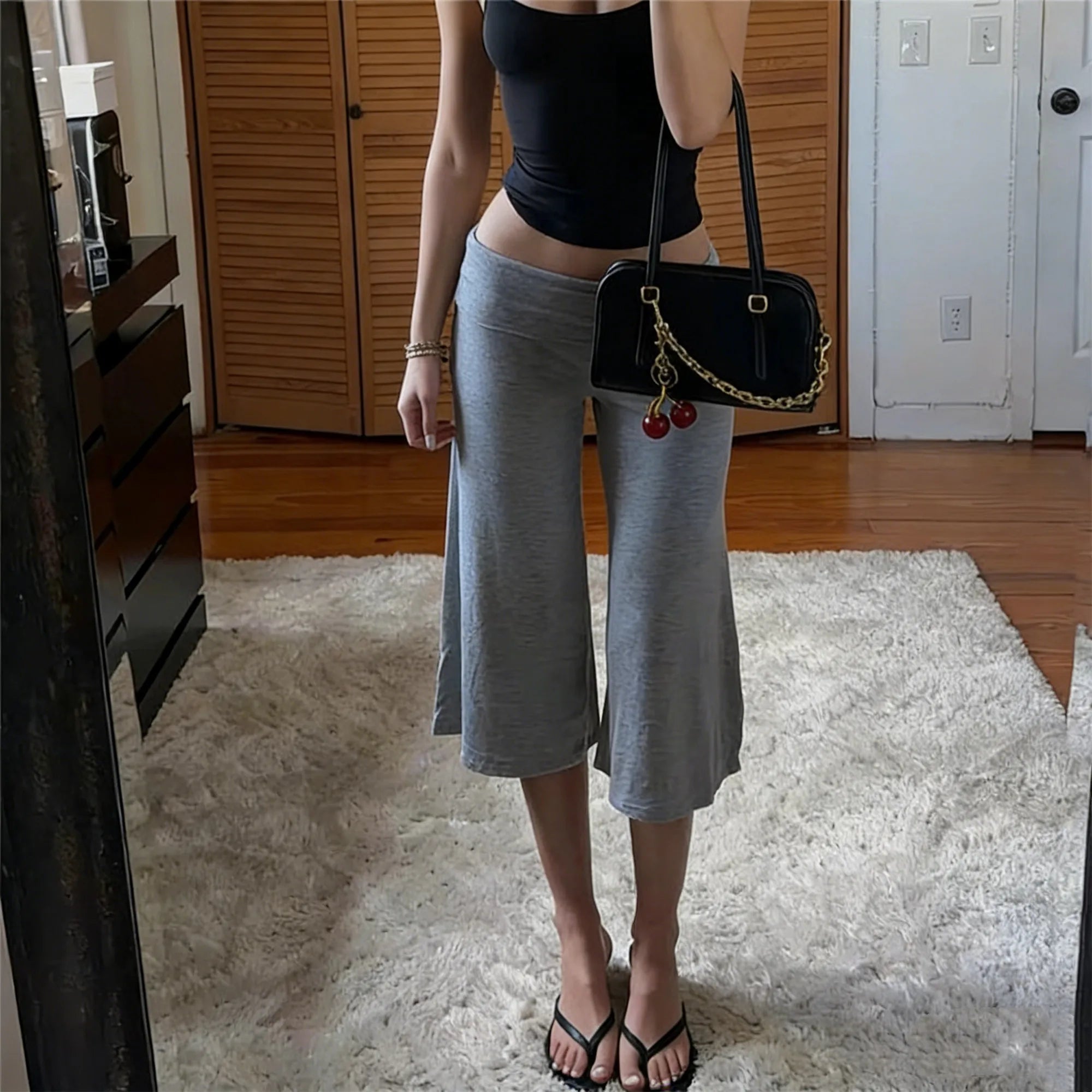 Women Fold Over Wide Leg Pants