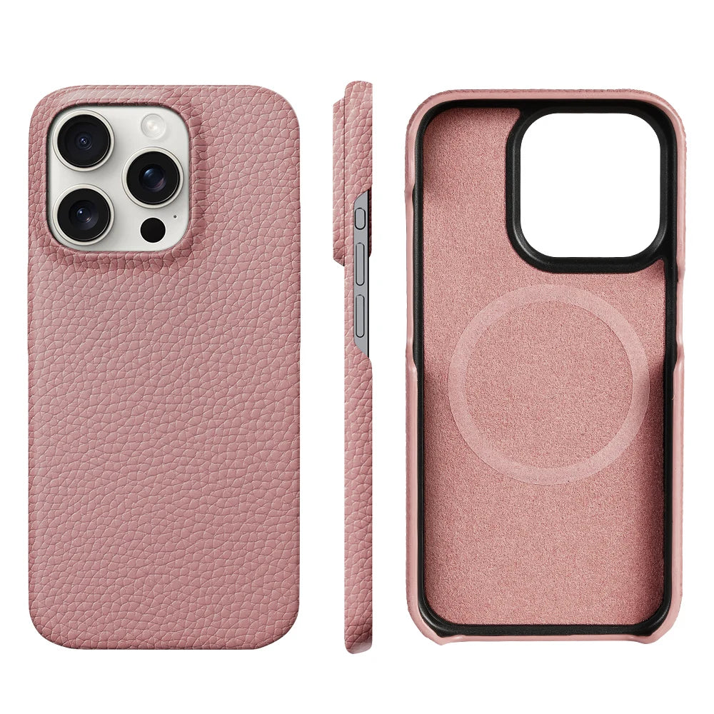 Natural Cowhide Leather MagSafe Magnetic iPhone Case