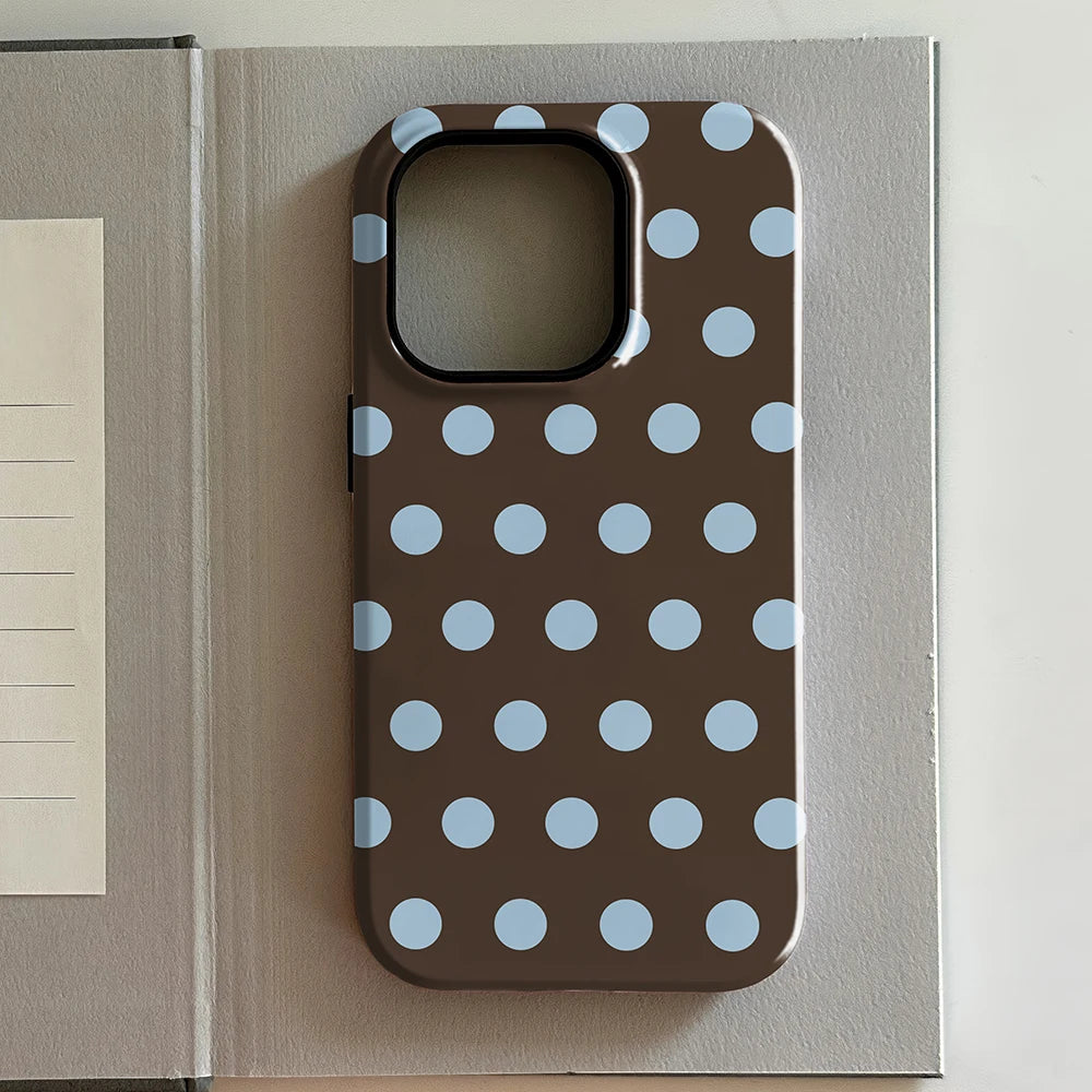 Brown Red Polka Dots Double Layer iPhone Case