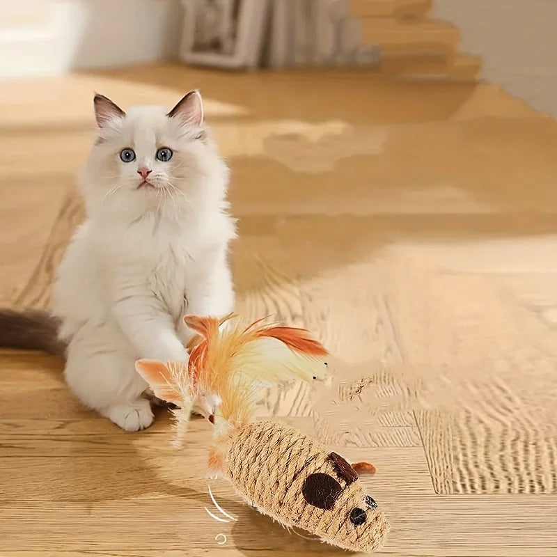 Sisal Mouse Cat Toy Bite Resistant Interactive Plush Toy