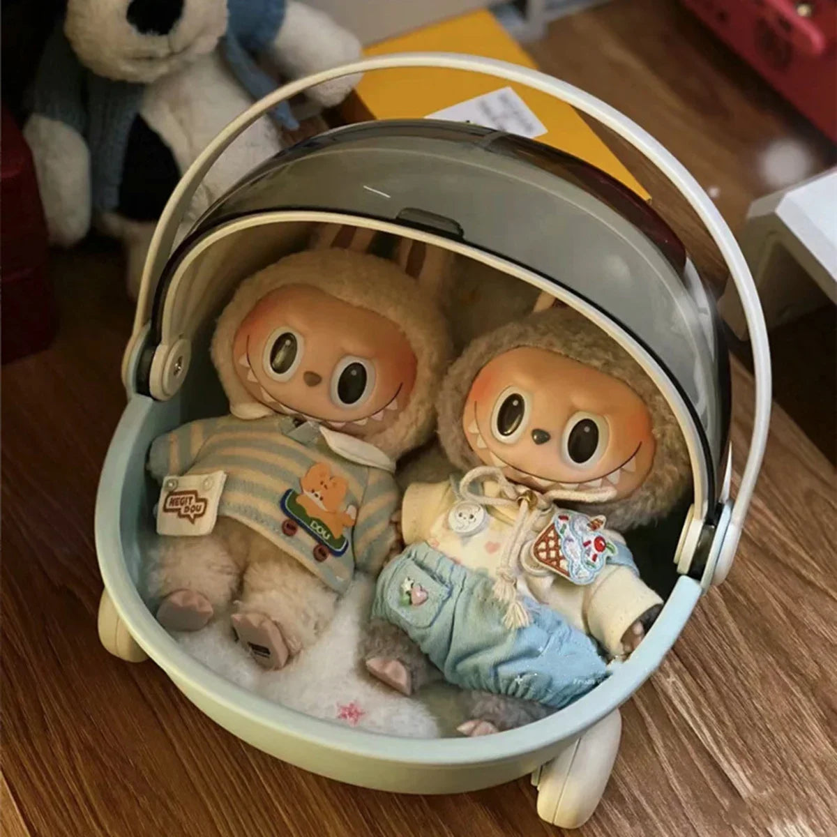 Doll Stroller Storage Box Labubu Sleep Cradle Cart Doll Bed Furniture Accessory