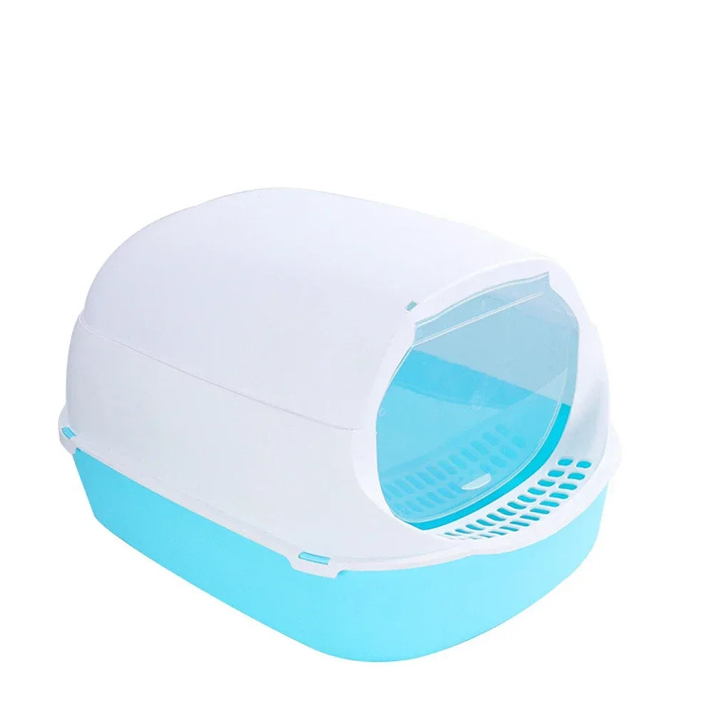 Semi Enclosed Cat Litter Box Splashproof Cat Toilet Tray
