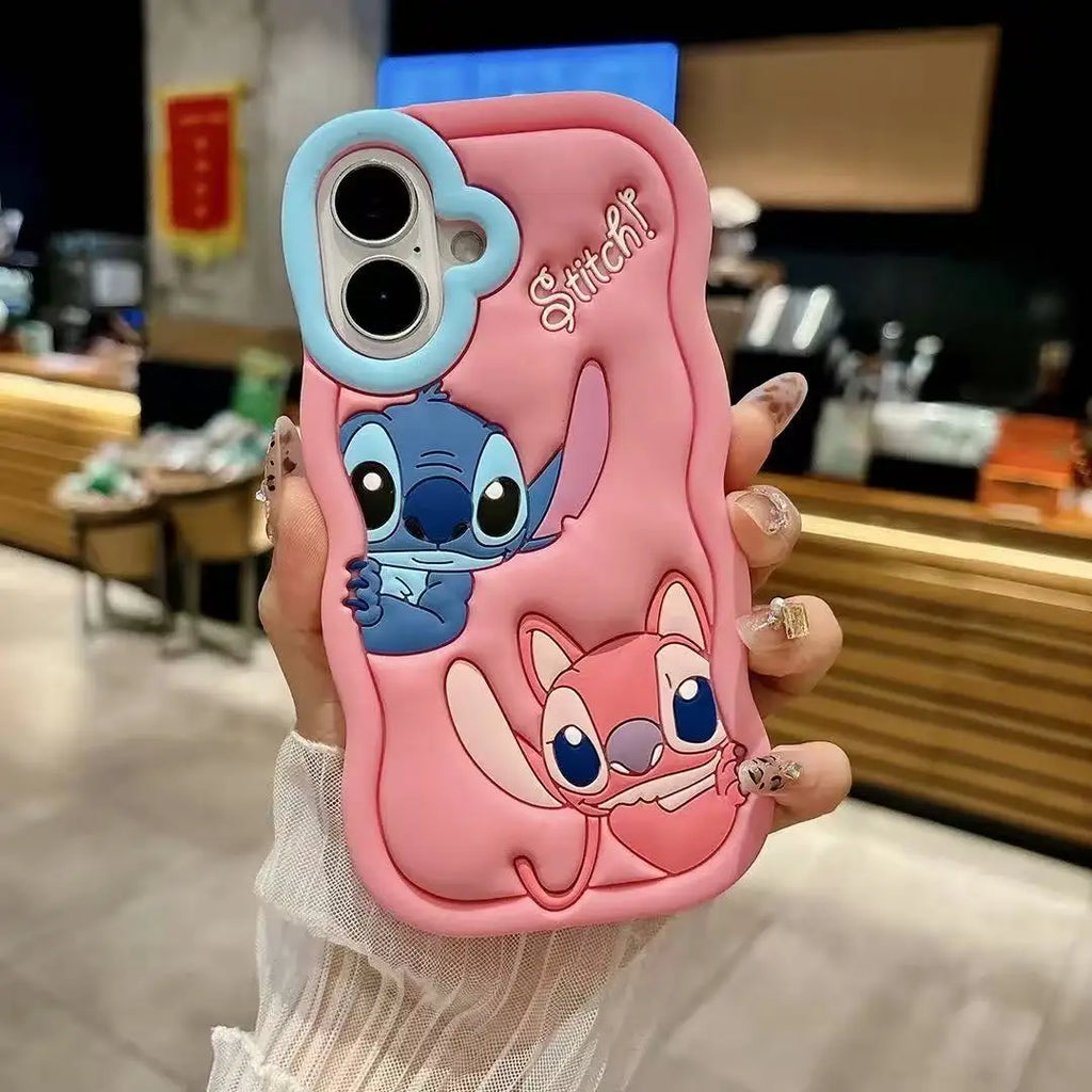 Cute 3D Stitch Shoulder Strap Silicone iPhone Case