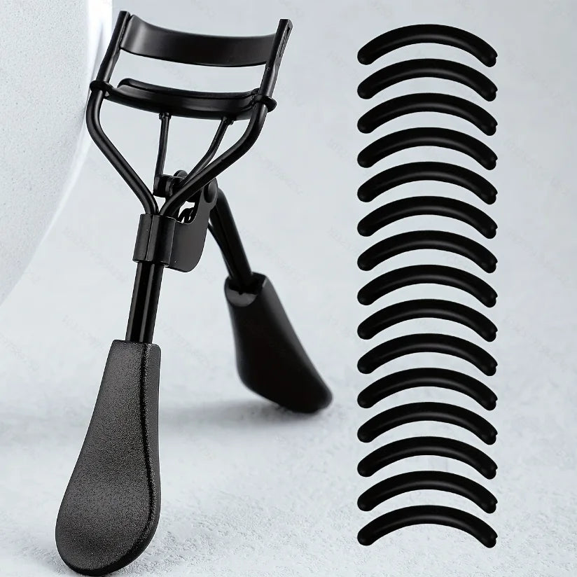 Eyelash Curler Portable Stainless Steel 15 Silicone Pads Lash Curling Tool Extensions