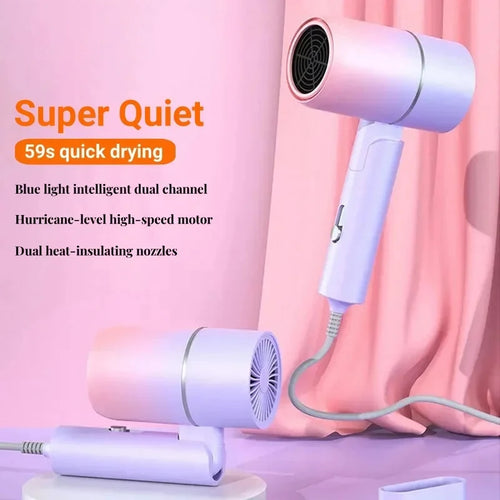 Folding Hair Dryer High Power Negative Ion Portable Travel 2026